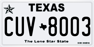 TX license plate CUV8003