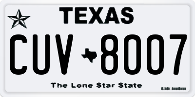 TX license plate CUV8007