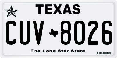 TX license plate CUV8026