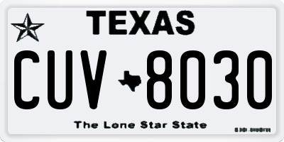 TX license plate CUV8030