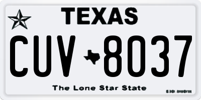 TX license plate CUV8037