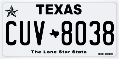 TX license plate CUV8038