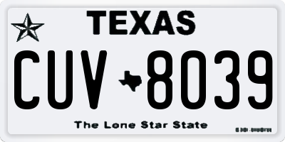 TX license plate CUV8039