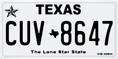 TX license plate CUV8647