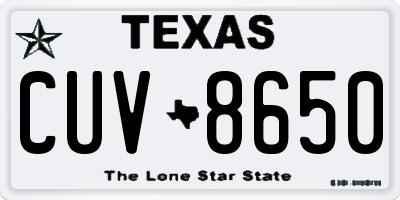 TX license plate CUV8650