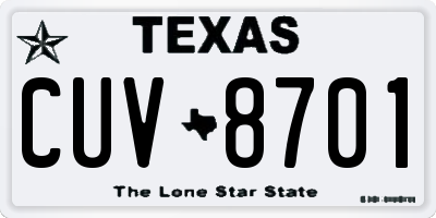 TX license plate CUV8701