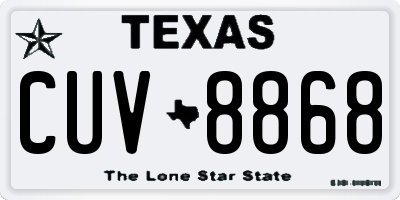 TX license plate CUV8868