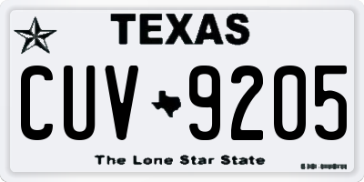 TX license plate CUV9205