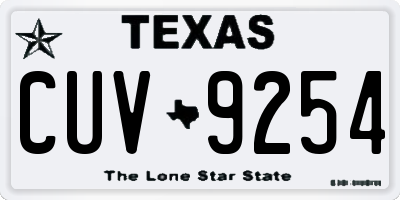 TX license plate CUV9254