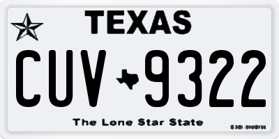 TX license plate CUV9322
