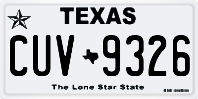 TX license plate CUV9326
