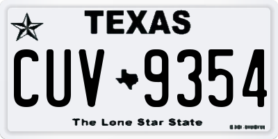 TX license plate CUV9354