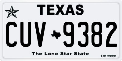 TX license plate CUV9382