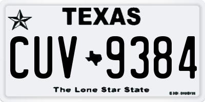 TX license plate CUV9384