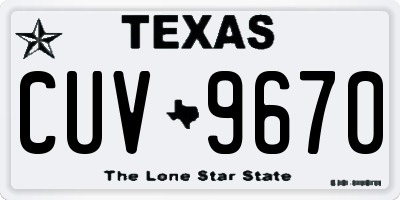 TX license plate CUV9670