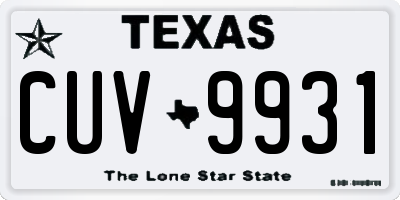 TX license plate CUV9931