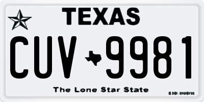 TX license plate CUV9981