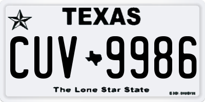 TX license plate CUV9986