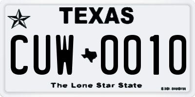 TX license plate CUW0010