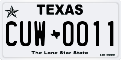 TX license plate CUW0011