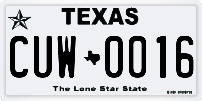 TX license plate CUW0016