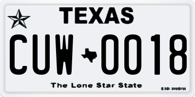 TX license plate CUW0018