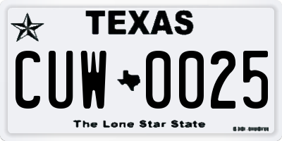 TX license plate CUW0025