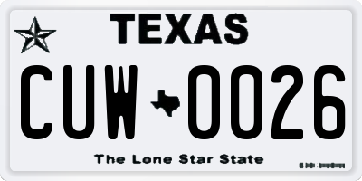 TX license plate CUW0026