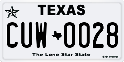 TX license plate CUW0028