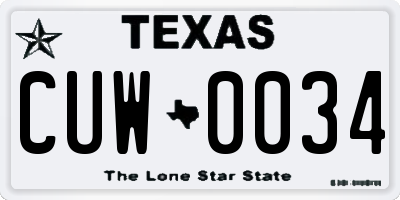 TX license plate CUW0034
