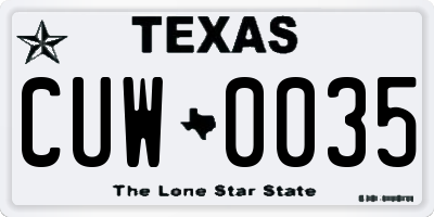 TX license plate CUW0035