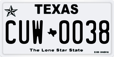 TX license plate CUW0038