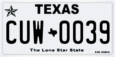 TX license plate CUW0039