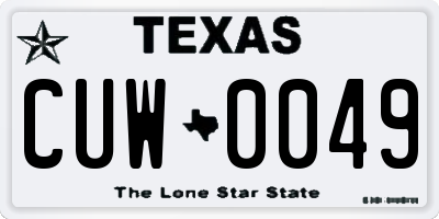 TX license plate CUW0049