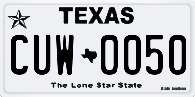 TX license plate CUW0050