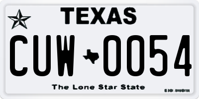 TX license plate CUW0054