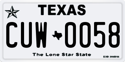 TX license plate CUW0058