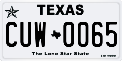 TX license plate CUW0065