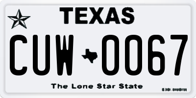 TX license plate CUW0067