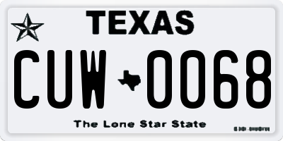 TX license plate CUW0068