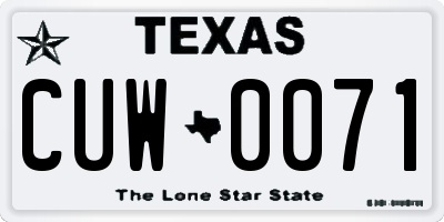 TX license plate CUW0071