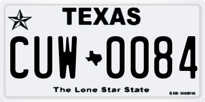 TX license plate CUW0084