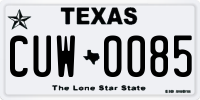 TX license plate CUW0085