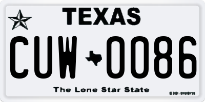 TX license plate CUW0086