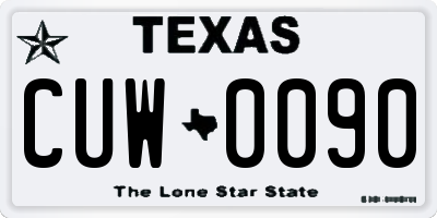 TX license plate CUW0090