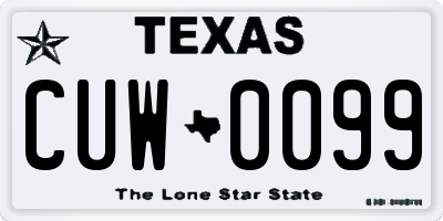 TX license plate CUW0099