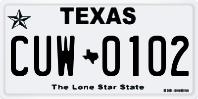 TX license plate CUW0102