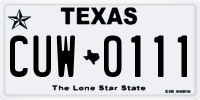 TX license plate CUW0111