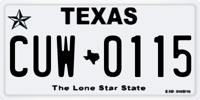 TX license plate CUW0115