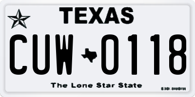 TX license plate CUW0118